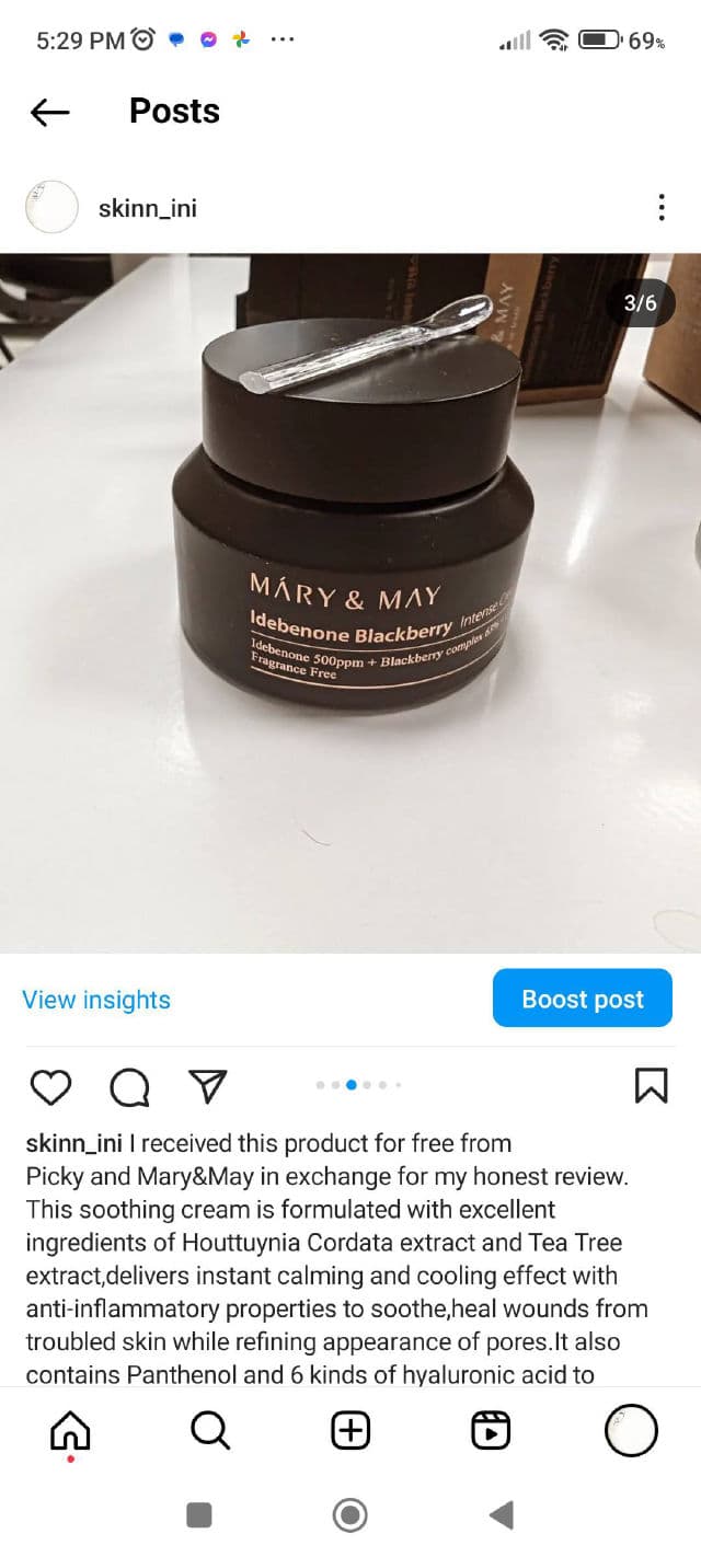 Mary&May Idebenone Blackberry Intense Cream review photo by Picknin