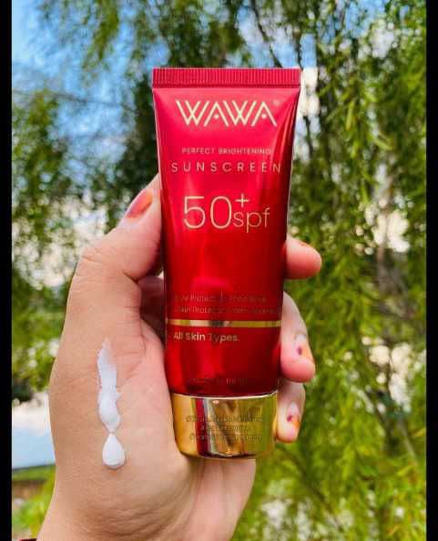 WAWA Cosmetics Perfect Brightening Sunscreen SPF 50+ review photo by NURULAINA