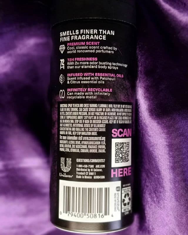 AXE Purple Patchouli Premium Deodorant Body Spray review photo by FluffyBunnyWarrior