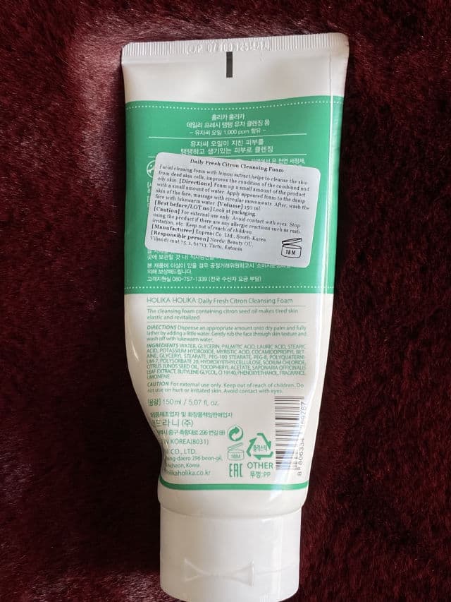 HOLIKA HOLIKA Daily Fresh Citron Cleansing Foam review photo by kalinsu