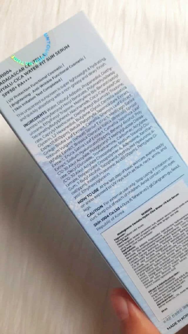 SKIN1004 Madagascar Centella Hyalu-Cica Water-Fit Sun Serum SPF50+ PA++++ review photo by dindaskind