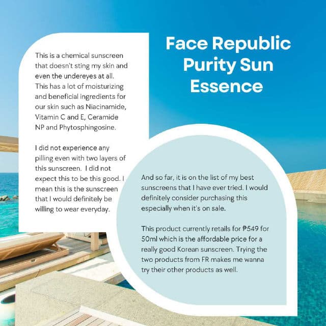 Face Republic Purity Sun Essence SPF50+ PA++++ review photo by riapark13