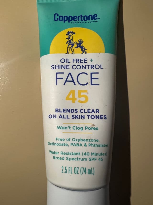 Coppertone Sunscreen Lotion Oil Free + Shine Control Face SPF 45 review photo by lynnc355
