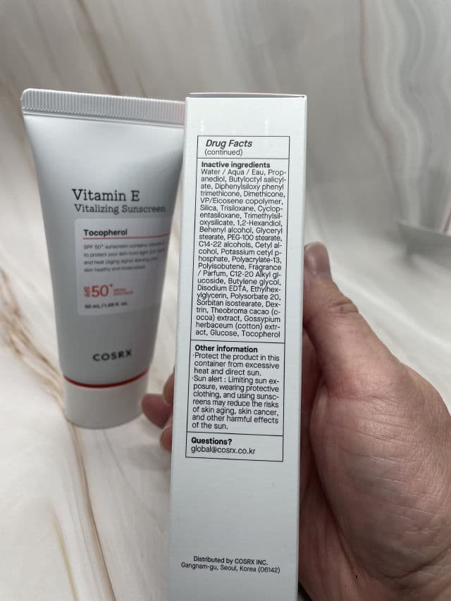 COSRX Vitamin E Vitalizing Sunscreen SPF50+ review photo by Sharonspendstoomuch