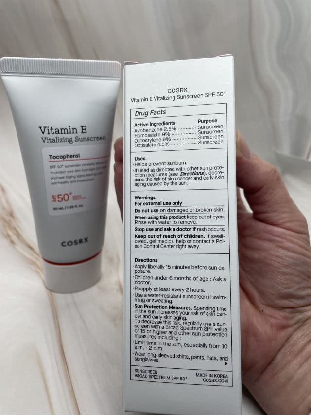 COSRX Vitamin E Vitalizing Sunscreen SPF50+ review photo by Sharonspendstoomuch