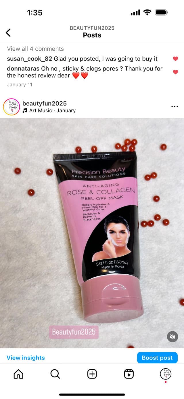Precision Beauty Rose & Collagen Peel Off Mask review photo by Beautyfun2025