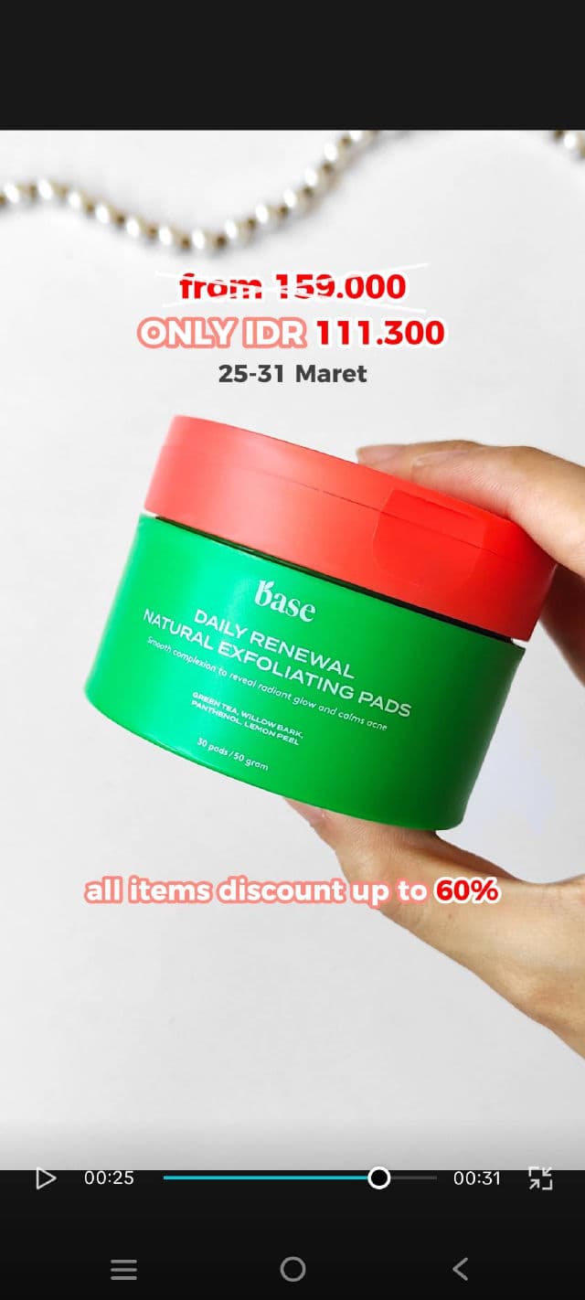 Base Daily Renewal Natural Exfoliating Pads review photo by cellareviews