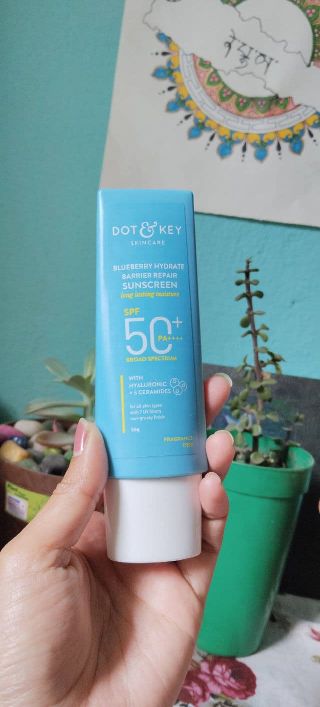 Dot & Key Blueberry Hydrate Barrier Repair Sunscreen SPF50+ PA++++ review photo by Panisha