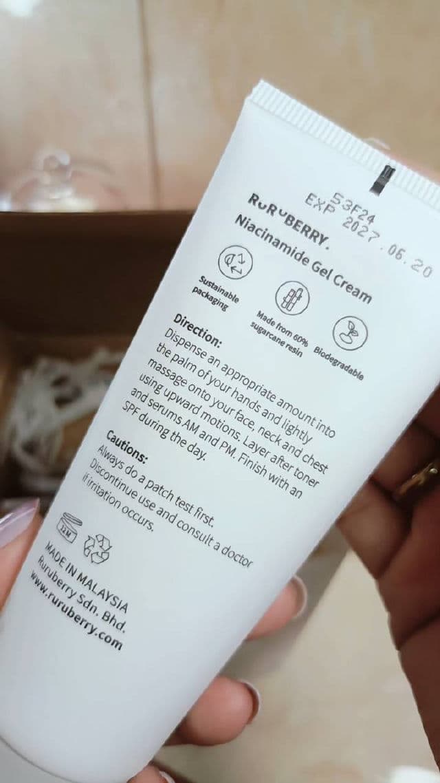 Ruruberry Niacinamide Gel Cream review photo by Arisah
