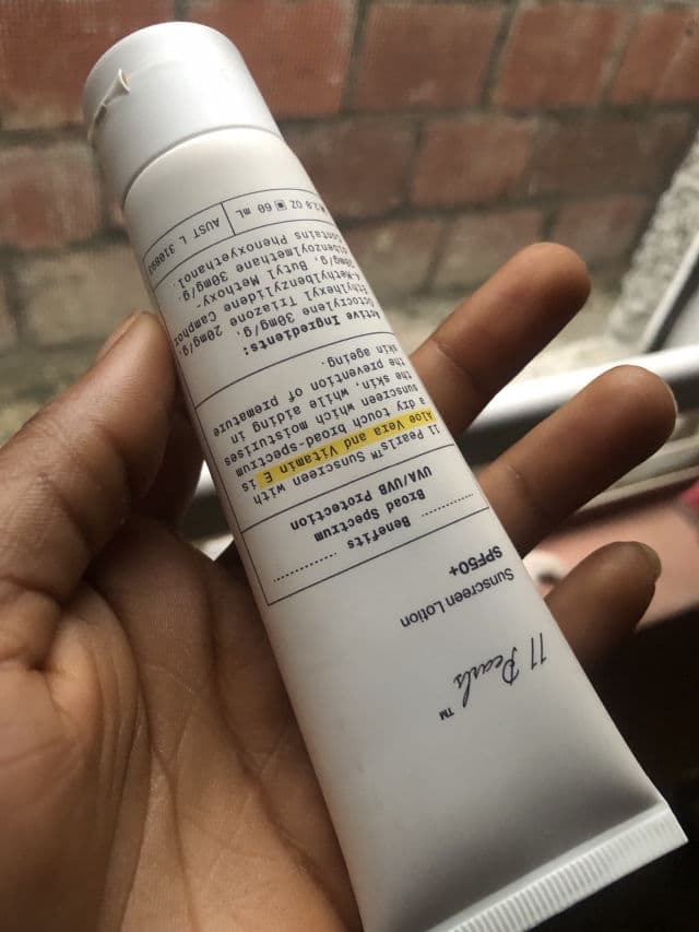 11 Pearls Sunscreen Lotion SPF50+ review photo by Oyiza