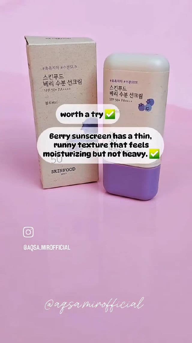 SKINFOOD Berry Moisturizing Sun Cream SPF50+ PA++++ review photo by AqsaMir