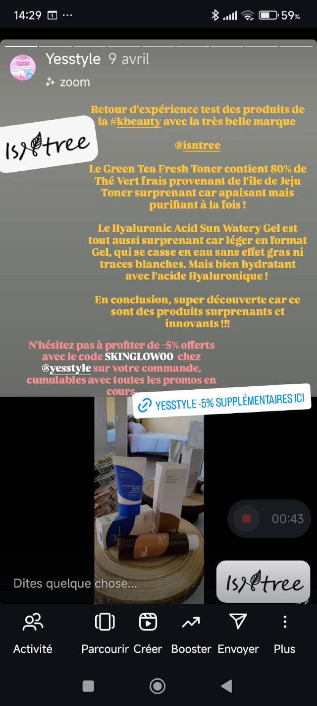 ISNTREE Hyaluronic Acid Watery Sun Gel SPF50+ PA++++ review photo by Skinglowbysonia