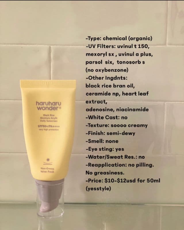 HaruHaru WONDER Black Rice Moisture Airyfit Sunscreen SPF50+/PA++++ review photo by MelissaKarey