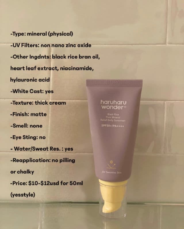 HaruHaru WONDER Black Rice Pure Mineral Relief Daily Sunscreen SPF50+/PA++++ review photo by MelissaKarey