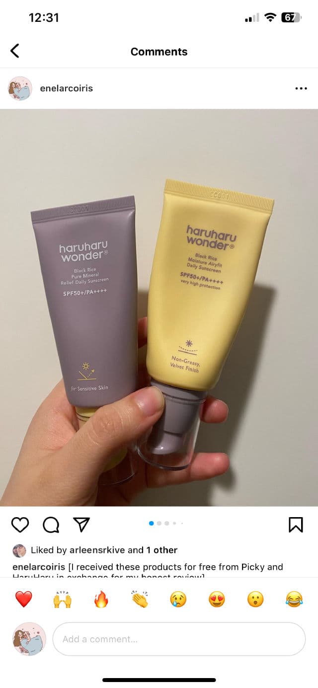 HaruHaru WONDER Black Rice Moisture Airyfit Sunscreen SPF50+/PA++++ review photo by MelissaKarey