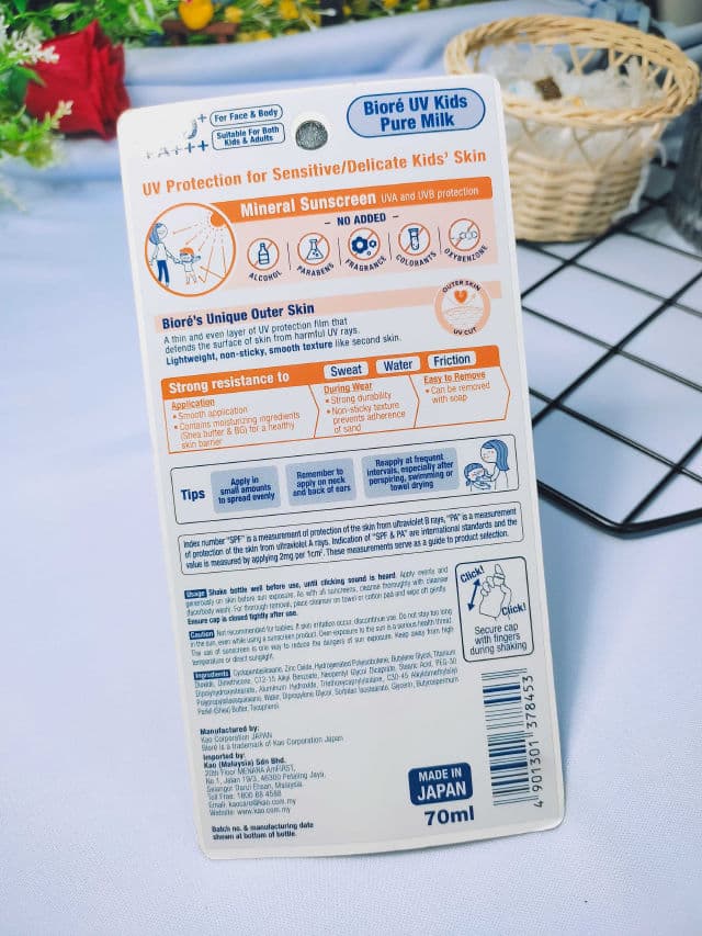 Biore UV Kids Pure Milk SPF 50 PA+++ review photo by itsniknazirah