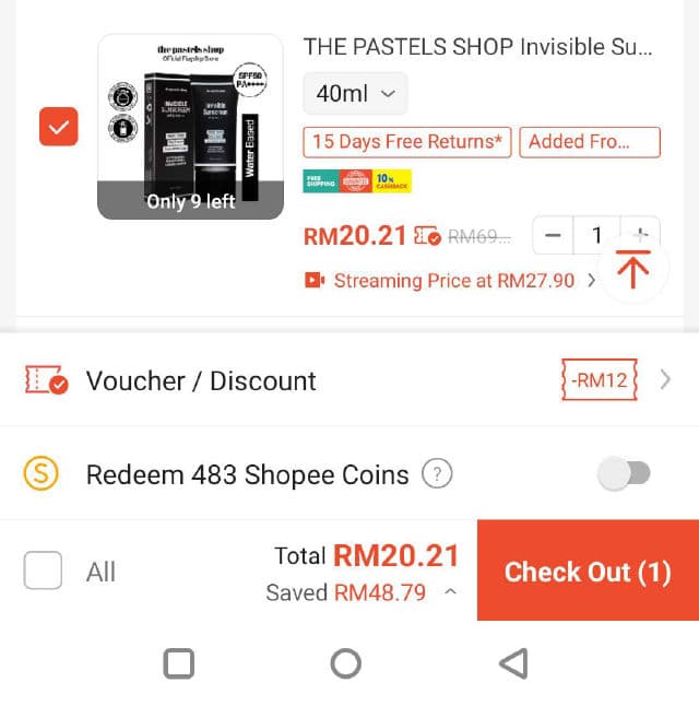 The Pastels Shop Invisible Sunscreen SPF50 PA+++ review photo by zazabadri