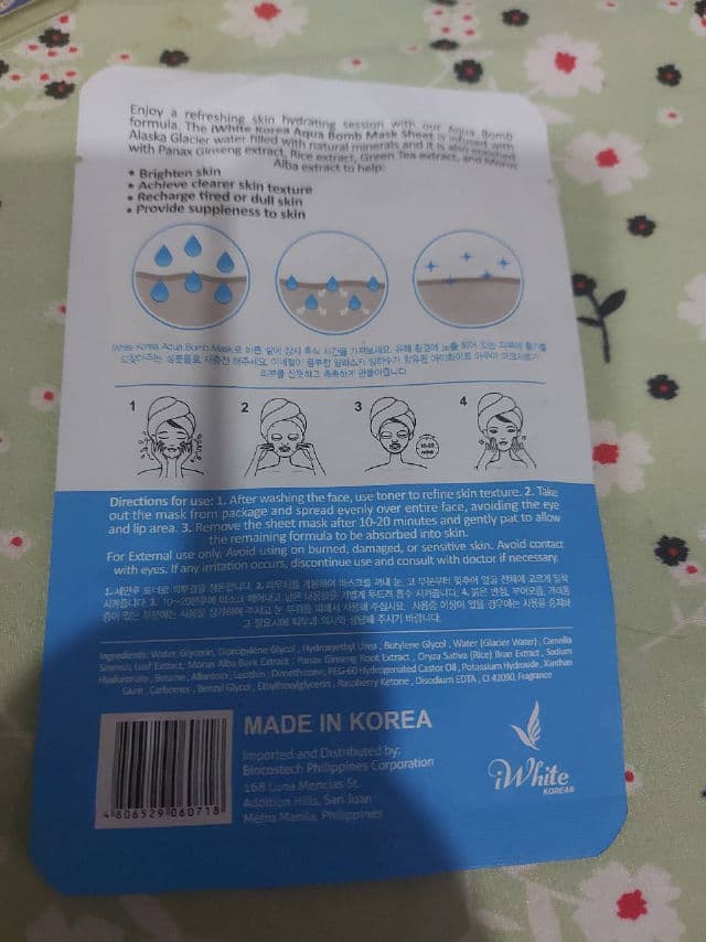 iWhite Korea Aqua Bomb Mask Sheet review photo by caerusnana