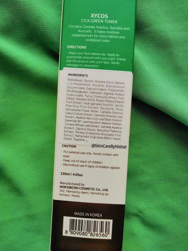XYCOS Cica Green Toner review photo by Nishat