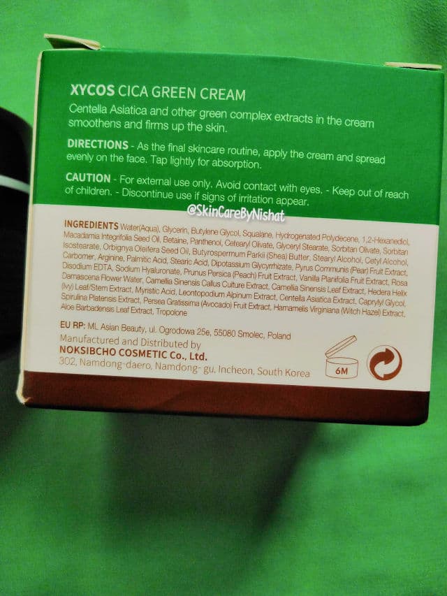 XYCOS Cica Green Cream review photo by Nishat