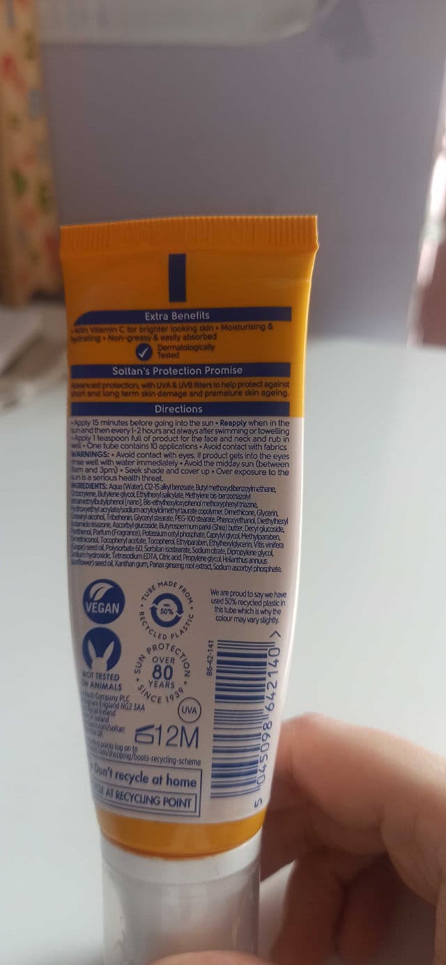 Boots Soltan Brightening Protect & Moisturise Facial Suncare Cream with Vitamin C SPF50+ review photo by PetitGirl