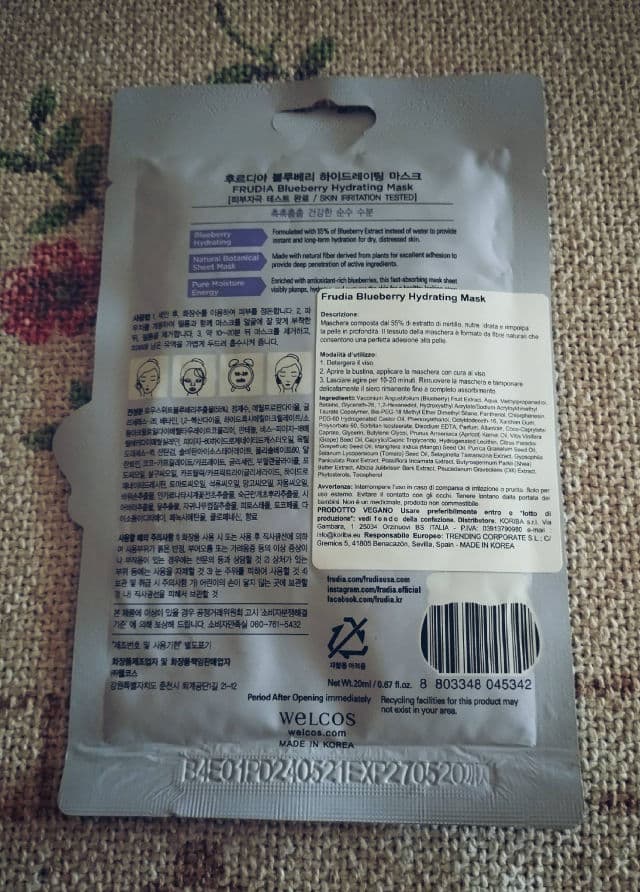 Frudia Natural Hydration Maintains Moisture Blueberry Mask review photo by PickyMickys