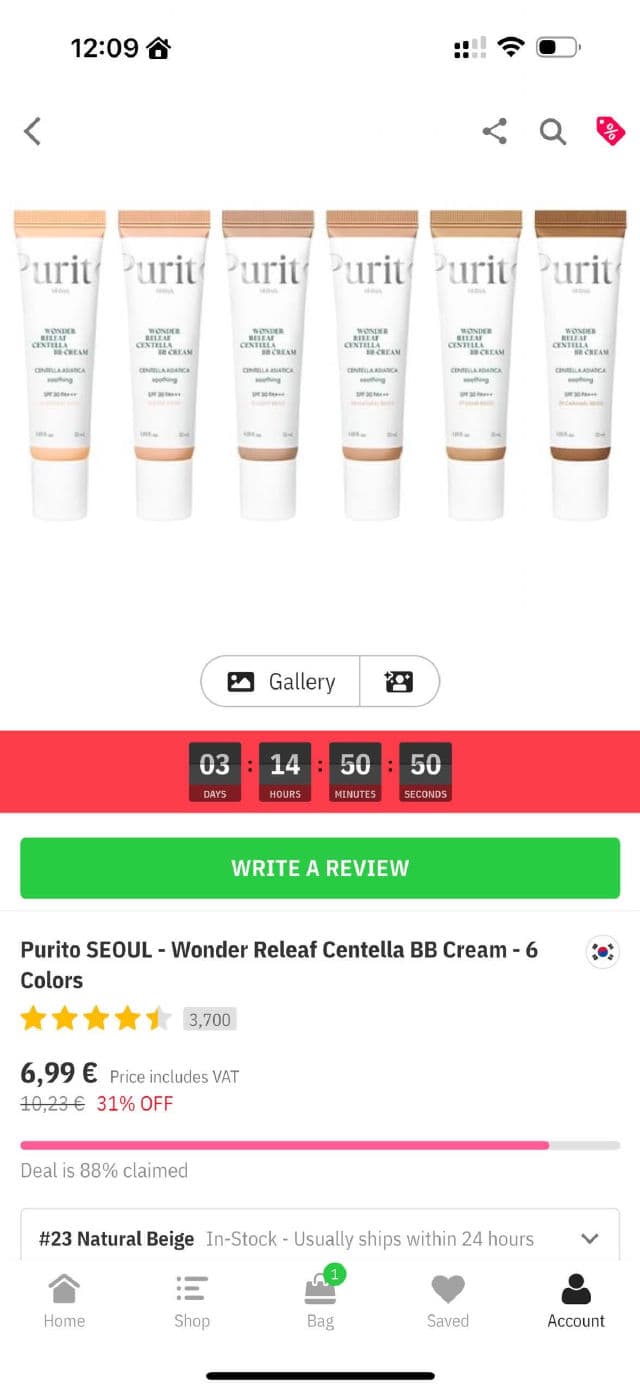 PURITO Cica Clearing BB Cream #13 Neutral Ivory review photo by MrsHuk