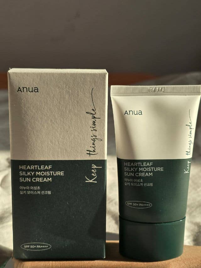 ANUA Heartleaf Silky Moisture Sun Cream SPF 50+ PA++++ review photo by ThirstySkincare