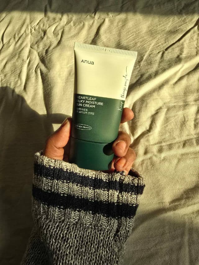 ANUA Heartleaf Silky Moisture Sun Cream SPF 50+ PA++++ review photo by ThirstySkincare