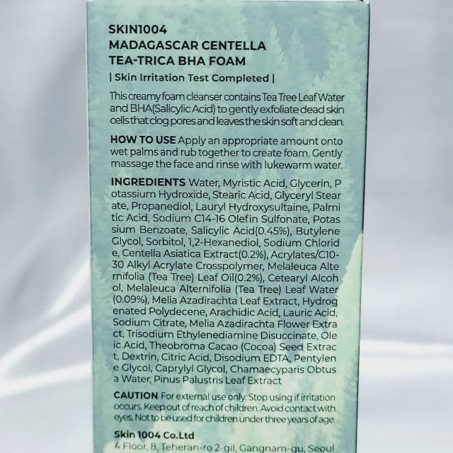 SKIN1004 Madagascar Centella Tea-Trica BHA Foam review photo by ZacGrey