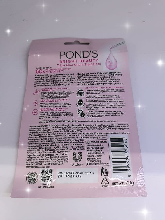 Pond's Bright Beauty Triple Glow Serum Mask review photo by Amelll