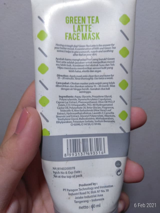 Emina Green Tea Latte Face Mask review photo by Annisadivi