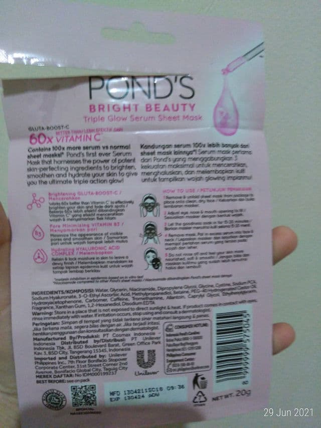 Pond's Bright Beauty Triple Glow Serum Mask review photo by Annisadivi