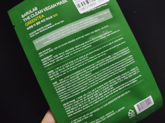 Barulab The Clean Vegan Green Tea Mask review photo by Apweel