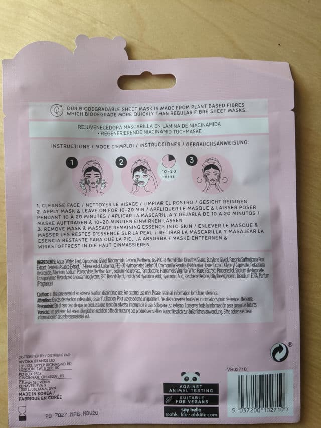 Oh K! Rejuvenating Niacinamide Sheet Mask review photo by Azureblu