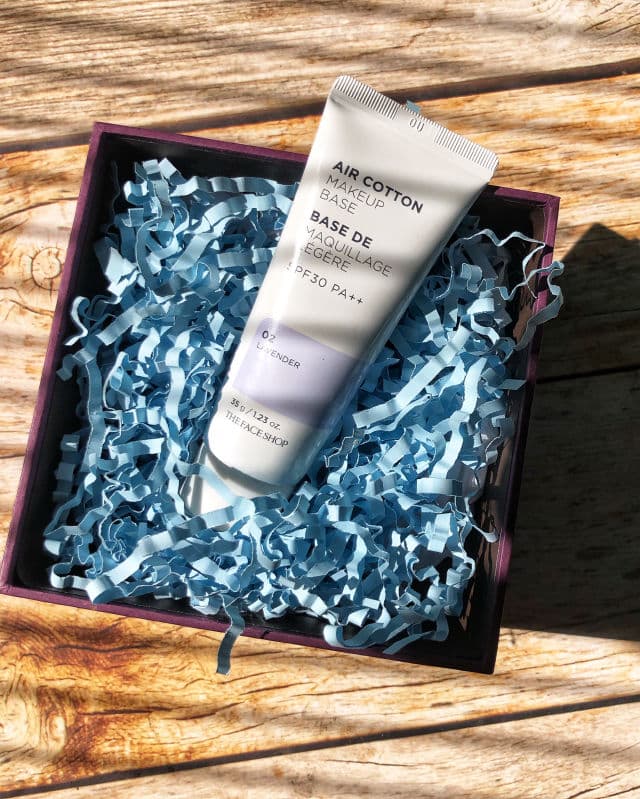 THE FACE SHOP Air Cotton Makeup Base SPF30 PA++ (02 Lavender) review photo by Camelliaskinensis
