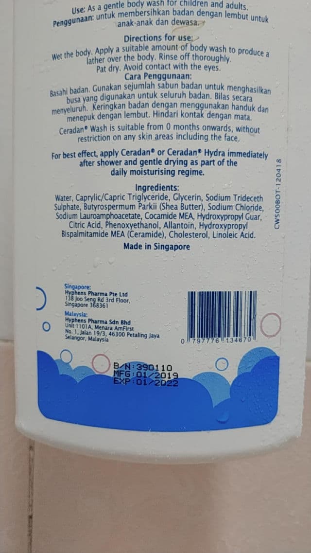 Ceradan Wash Soap-Free Moisturising Body Wash with Ceramide review photo by CindyLie