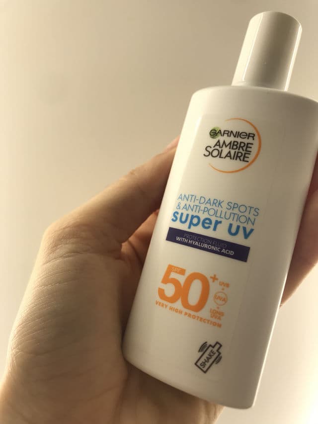 Garnier Ambre Solaire Super UV Anti Dark Spots & Anti Pollution Face Fluid SPF50+ review photo by Grethi