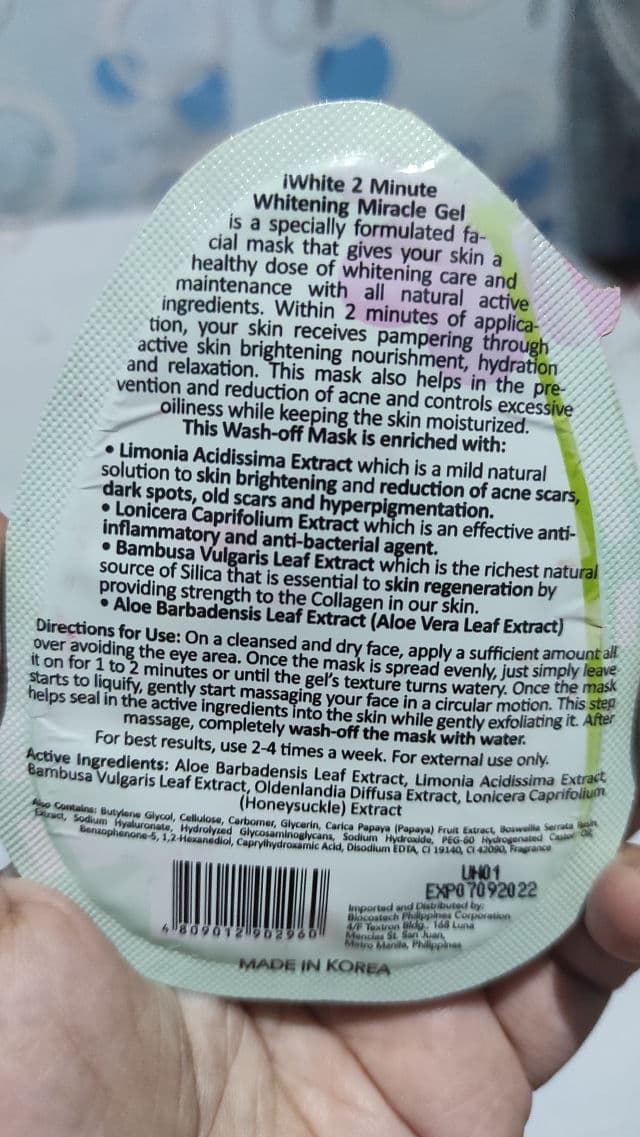 iWhite Korea 2-Minute Whitening Miracle Gel review photo by Harlina