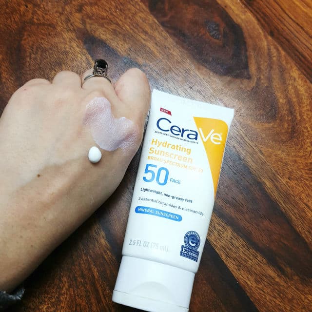 CeraVe Hydrating Sunscreen Face Lotion SPF 50 review photo by skincadenza