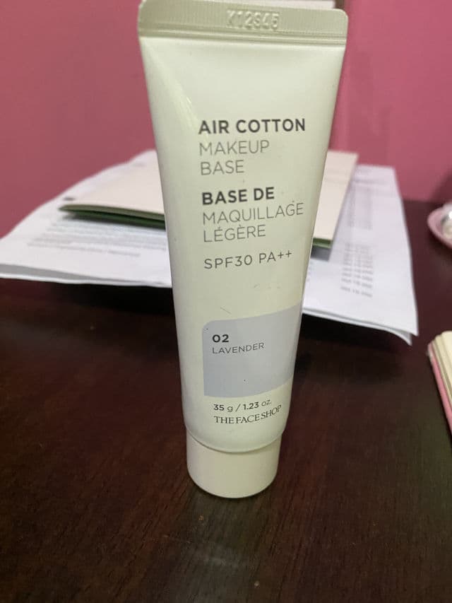 THE FACE SHOP Air Cotton Makeup Base SPF30 PA++ (02 Lavender) review photo by LJH