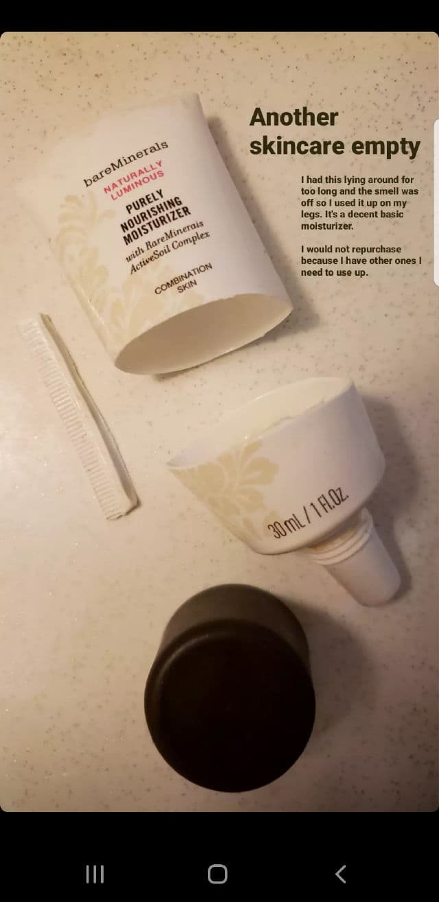 BareMinerals Purely Nourishing Moisturizer with RareMinerals ActiveSoil Complex: Combination Skin review photo by MissMaria