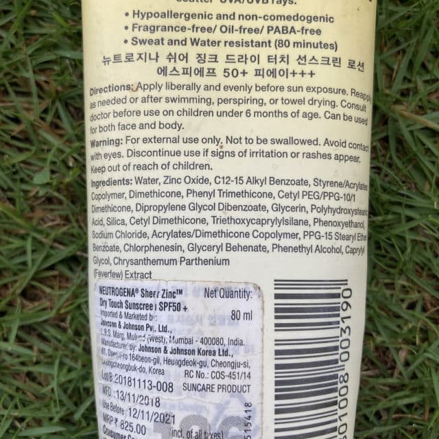 Neutrogena SheerZinc Face Dry-Touch Sunscreen Broad Spectrum SPF 50 review photo by AiniMentari