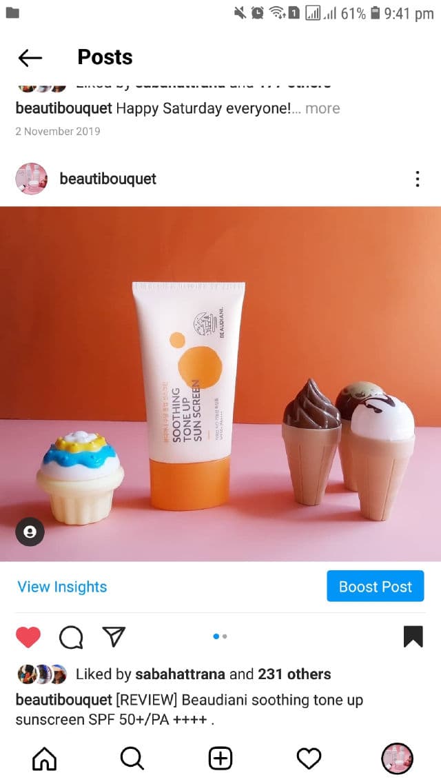 Beaudiani  Soothing Tone Up Sunscreen  SPF 50+ PA++++ review photo by Sidd