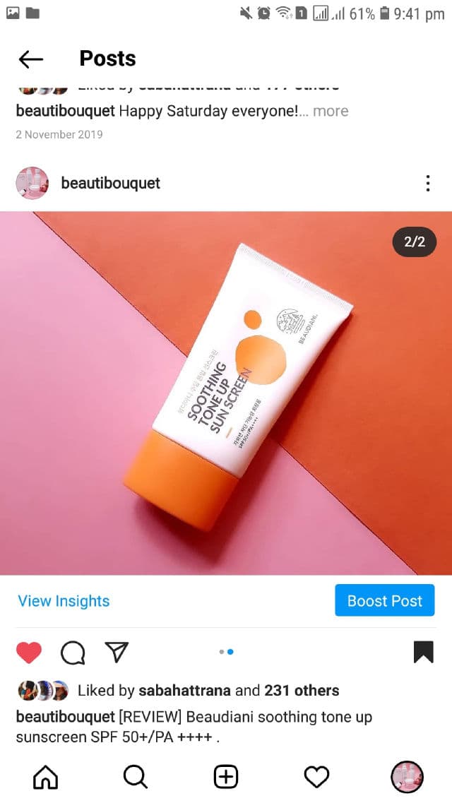 Beaudiani  Soothing Tone Up Sunscreen  SPF 50+ PA++++ review photo by Sidd