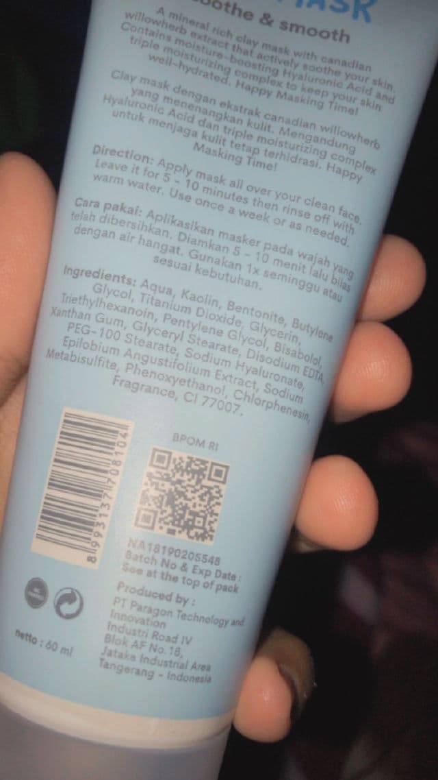 Emina Clay Mask Soothe & Smooth review photo by Skinslay