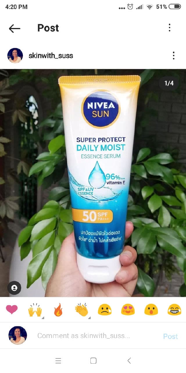 Nivea Sun Super Protect Daily Moist Essence Serum SPF 50 PA+++ review photo by Sussi