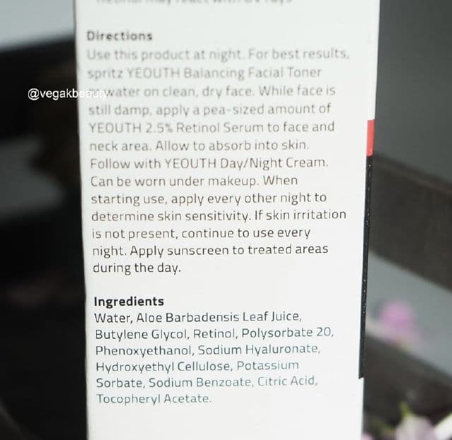 YEOUTH Retinol 2.5% Serum review photo by Veguya