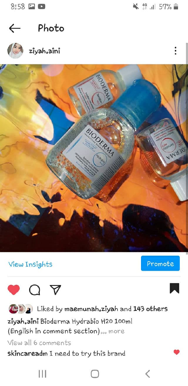 Bioderma Hydrabio H2O (Micellar Water) review photo by Ziyah