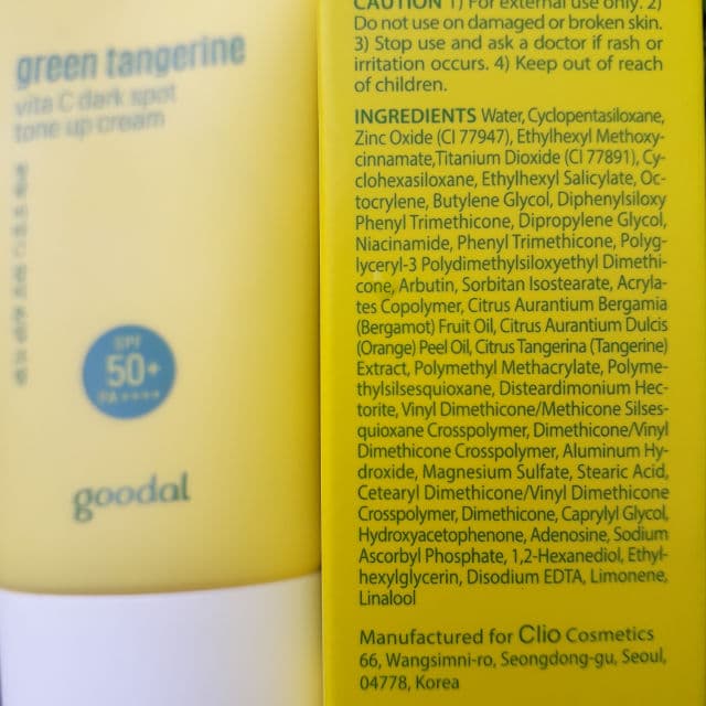 GOODAL Green Tangerine Vita C Dark Spot Tone Up Cream SPF50+ PA++++  review photo by Ziyah